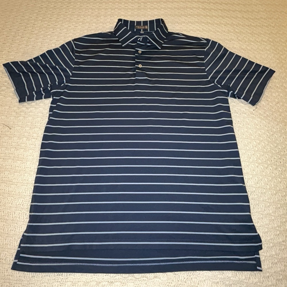 Peter Millar Men's Large Summer Comfort Golf Polo Stripes Blue‎